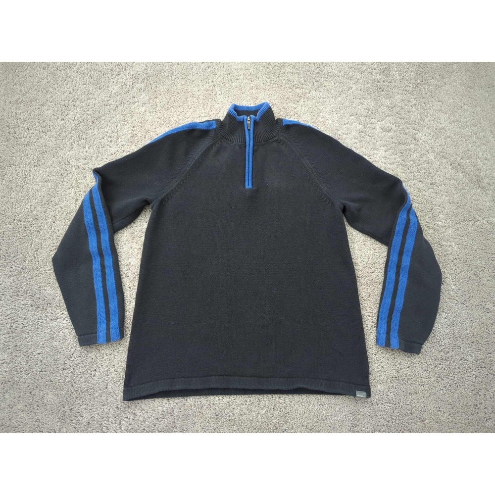 Eddie Bauer Pullover Sweater Mens Medium‎ Black Long Sleeves 1/4 Zip Cotton Knit